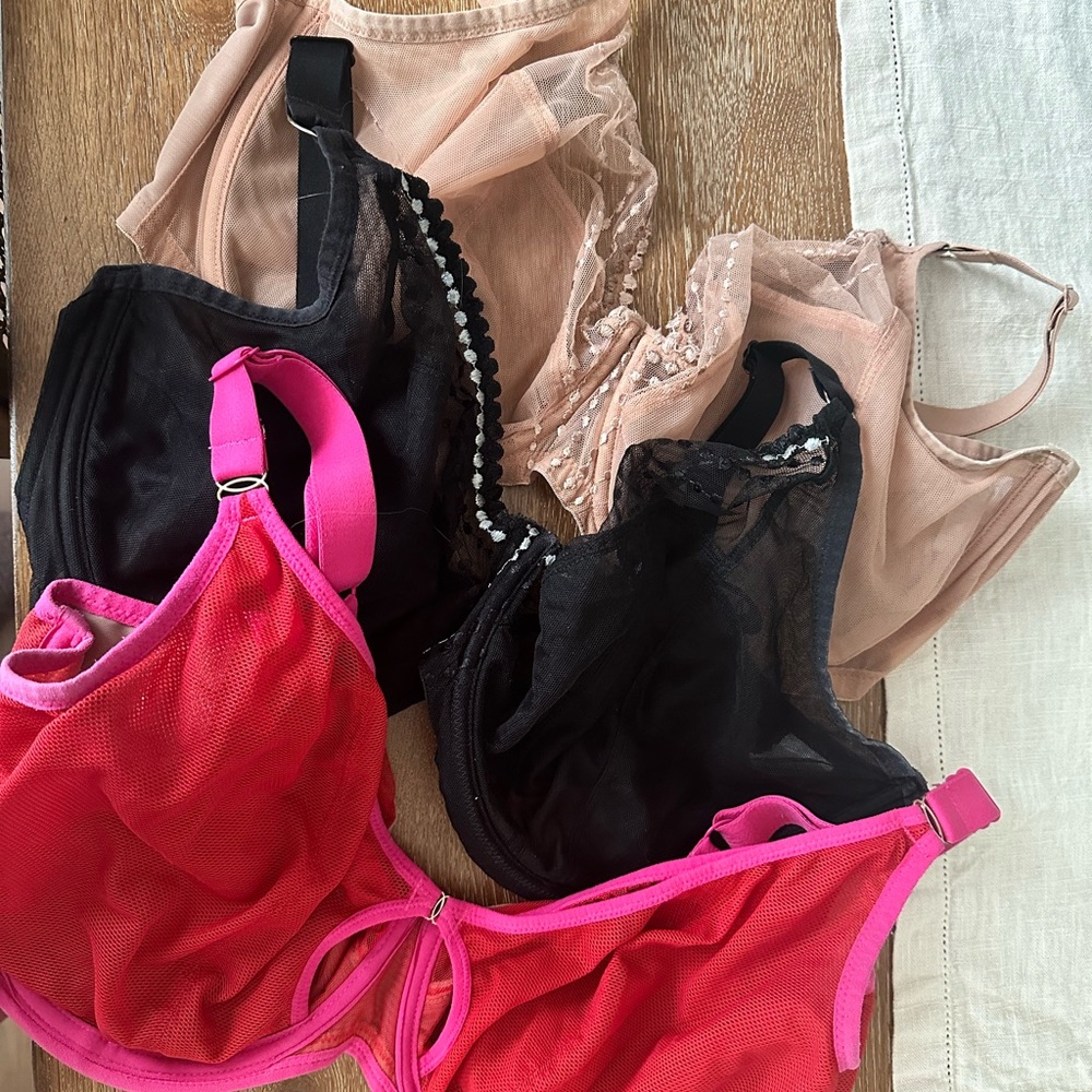 Elomi lot of UK 36HH (US 9D) Elegant Women's Intimates - Black, Pink, and Tan